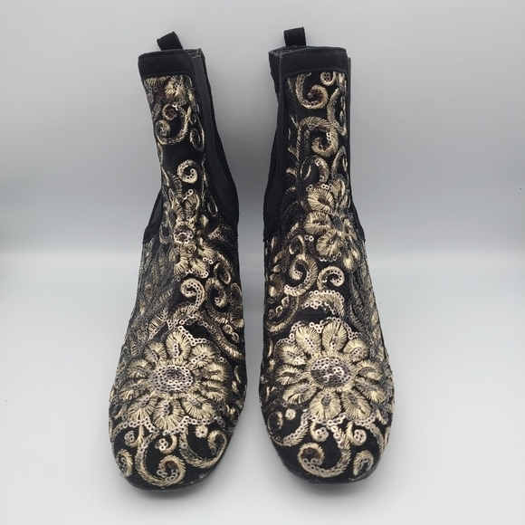 Stuart Weitzman Women's Sz 6.5 M Mediate Sequins Embroidered Metallic Bo… - Picture 3 of 11